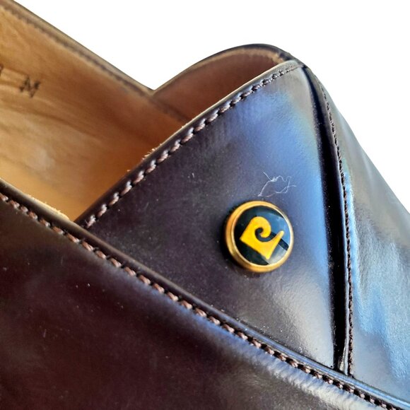 Pierre Cardin 70s Men Size 8 Brown Patent Leather Slip On Shoes Deadstock NWOT - Picture 5 of 12